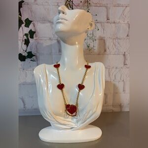 High end European made Gold and Red Heart Necklace♥️